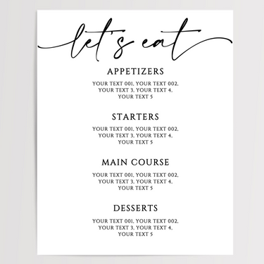 Let's Eat Printed Wedding Signs